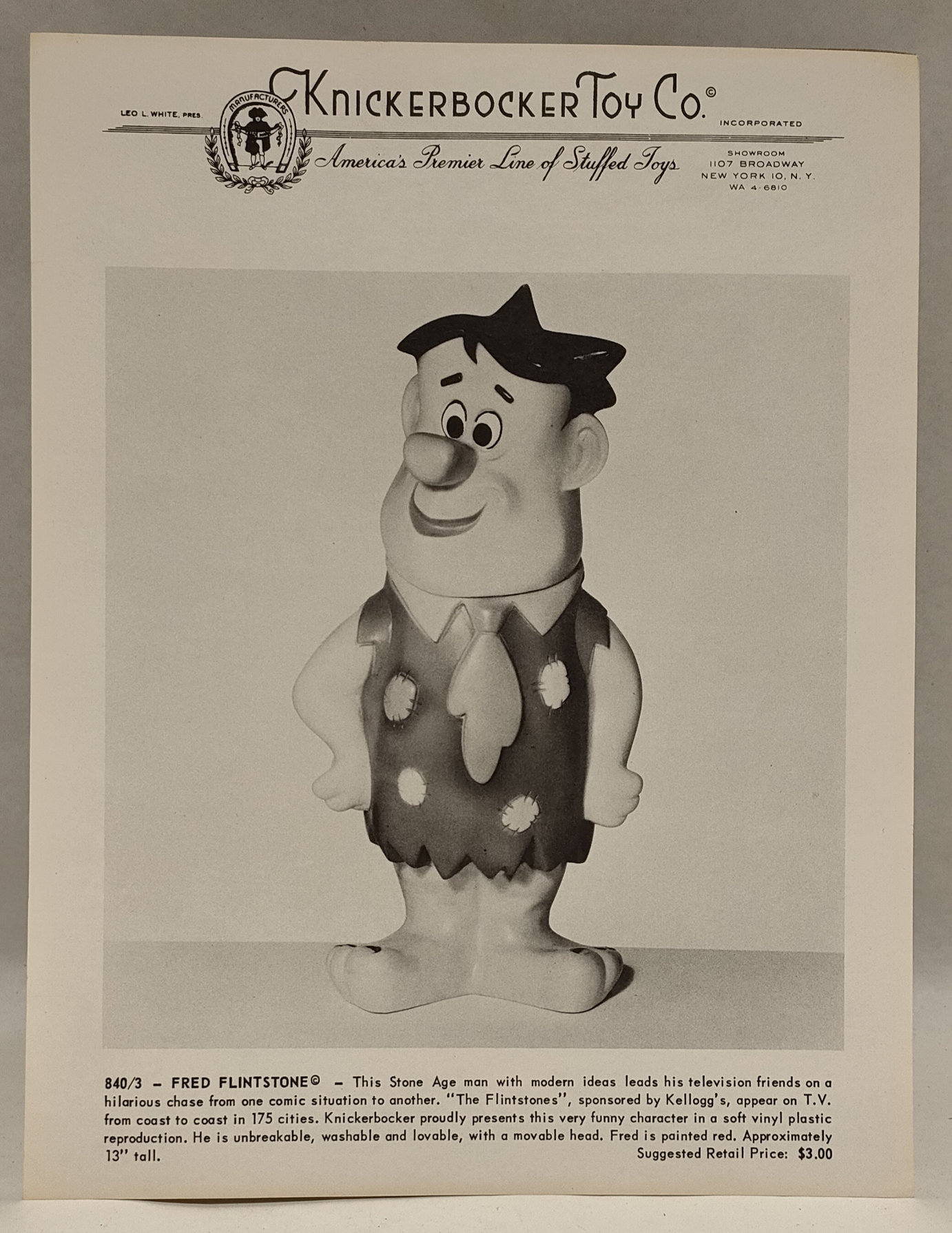 Foglio Originale da Catalogo di Fred
