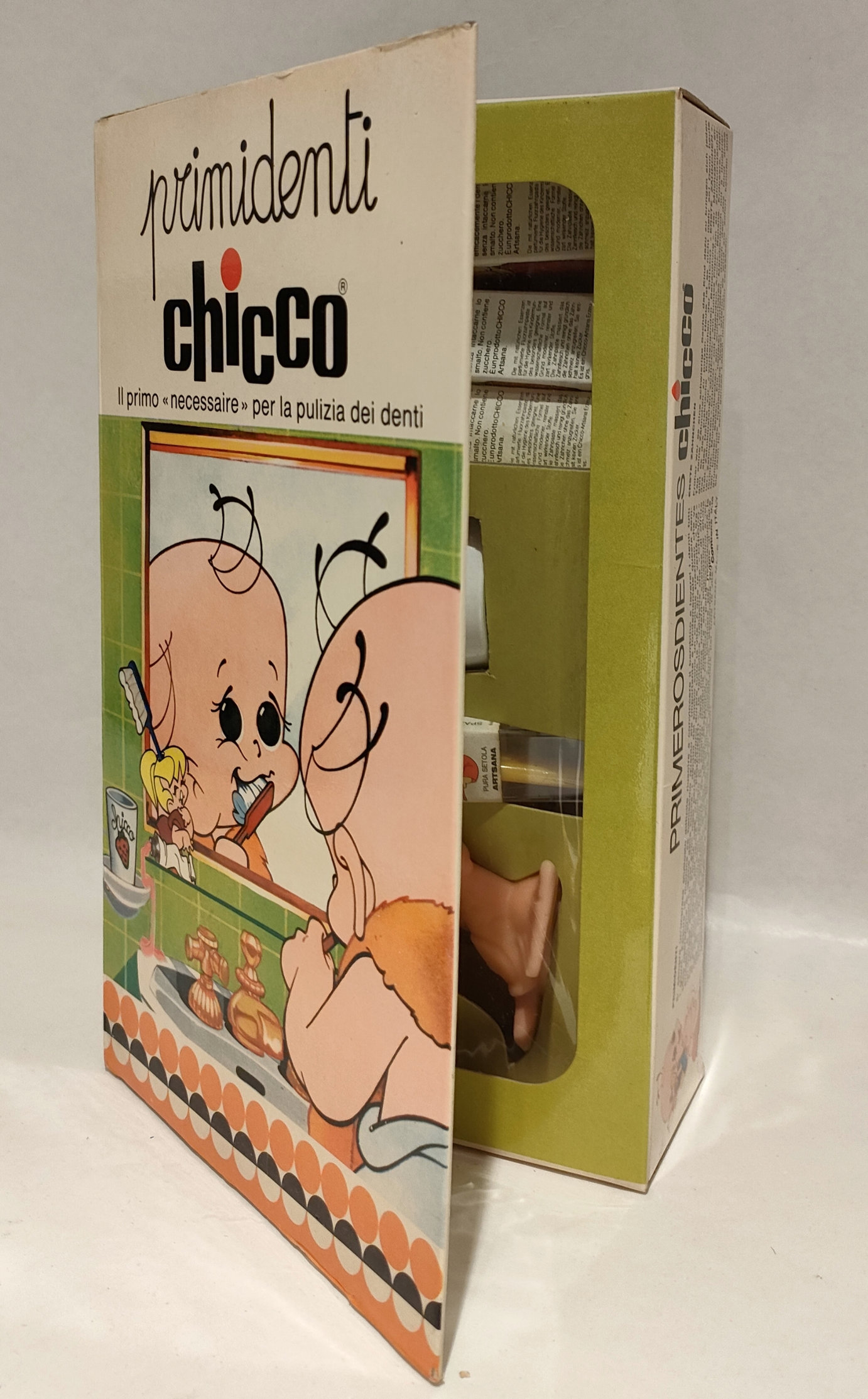 Primidenti Chicco – Confezione con Pupazzo – Spazzolino – Dentifricio – In Box