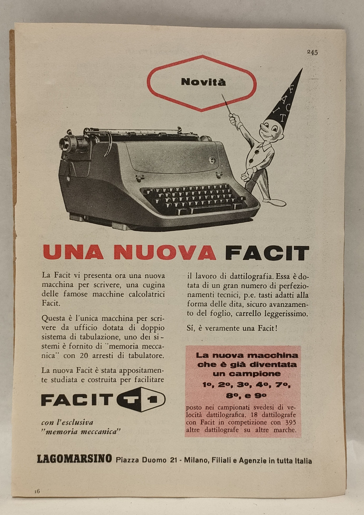 Pubblicità Originale Maghetto Facit