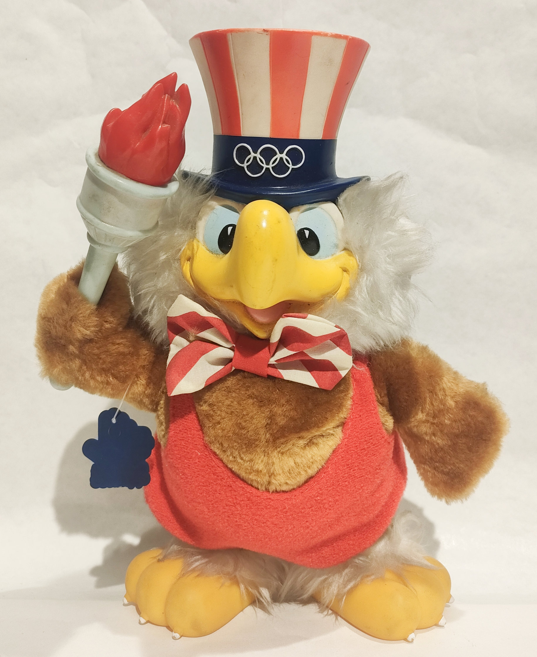 Eagle – Mascotte Olimpiadi 1984 Los Angeles – Corpo in Panno – Testa, Piedi e Torcia in Gomma