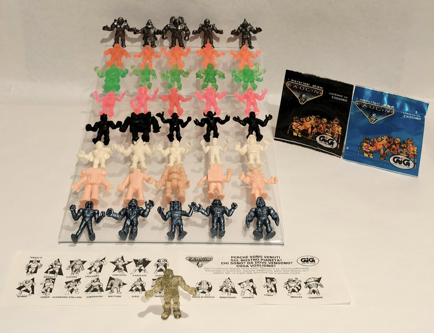 Exogini 1 Serie Completa + 1 Pezzo Fluo – 41 pz totali con Bustine e Cartine