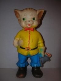 GATTO CON GLI STIVALI MAGLIA GIALLA – ANNI ’60  – 21CM