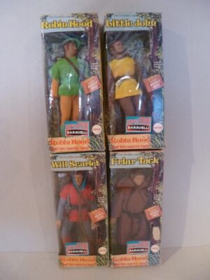 ROBIN HOOD SERIE COMPLETA (ROBIN LITTLE JOHN WILL SCARLET FRA TUCK) (ACTION FIGURE) BARAVELLI MEGO IN BOX 20CM (VIII+).JPG